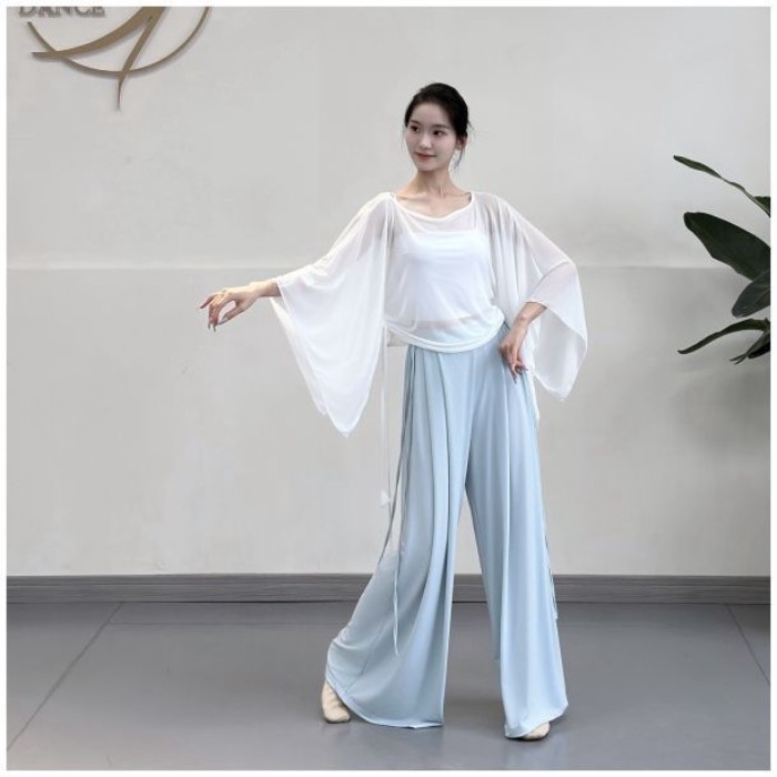 vần điệu nhảy cổ điển gạc nữ thanh lịch áo lưới dáng rộng quần áo tập nhảy hiện đại