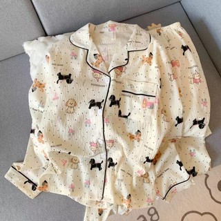 bộ đồ ngủ bằng cotton nguyên chất cho bé gái mùa thu đông đám mây cotton dài tay bộ đồ trẻ em vừ