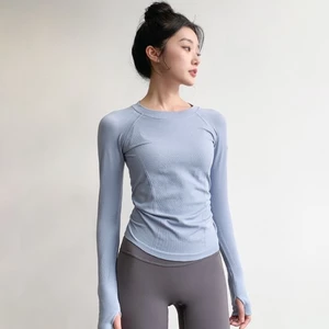 Áo tập yoga cho nữ, co giãn cao, bó sát, thể thao giảm béo, chạy bộ dài tay, thoáng khí, nhanh khô
