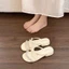 Dép xỏ ngón thời trang phong cách cổ tích nơ đính kim cương giả nữ đế nêm chống trượt dép và