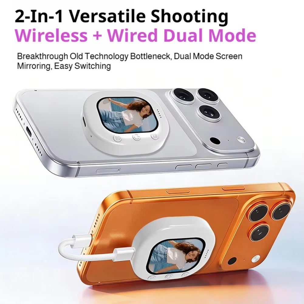 Gương màn hình HD selfie từ tính T30 mới 2IN1 Kết nối Bluetooth & có dây Chụp tức thì Màn hình selfie ống kính phía sau cho tất cả các điện thoại thông minh Phụ kiện selfie
