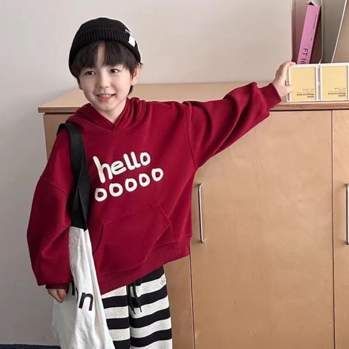Áo nỉ bé trai Mỹ mỏng in chữ thời trang xuân thu quần áo trẻ em cỡ vừa và lớn đa năng phong cách