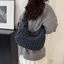Túi vải canvas đi lại kẻ sọc xếp li sức chứa lớn mới lười biếng túi tote đeo chéo đa năng