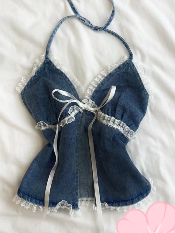 Áo denim dáng ôm thiết kế hầm hố dành cho nữ trong mùa hè