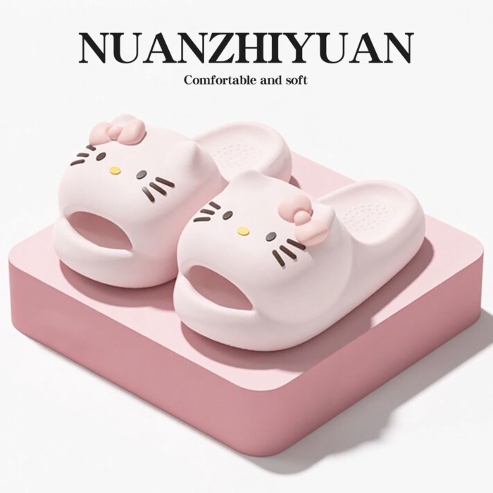 Dép mèo kitty ở nhà cho nữ sinh, dép đế mềm có cảm giác phân, dép mèo mùa hè cho nữ, mặc ngoài chốn