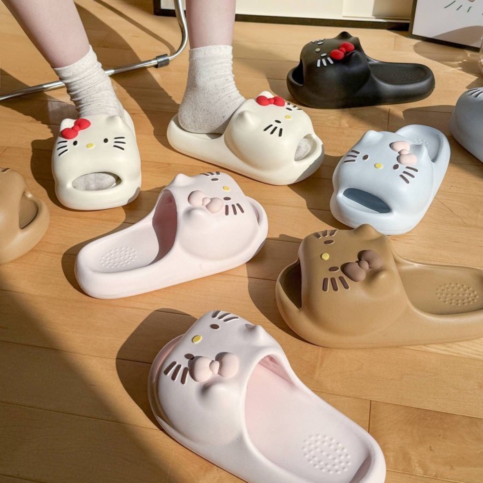 Dép mèo Kitty dành cho nữ sinh viên ở nhà dép đế mềm dành cho nữ mùa hè Dép mèo mặc bên ngoài