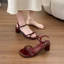 Giày sandal gót dày kiểu Pháp dành cho nữ mới thời trang mùa hè đính đá cổ tích kèm váy tính