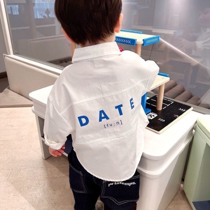 Bé Trai Nguyên Chất Cotton Áo Sơ Mi Trắng Đa Năng Mùa Xuân Mới Cho Bé Tươi Trẻ Em Áo Sơ Mi Dà