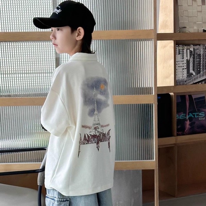 Bé Trai Áo Sơ Mi POLO Ngắn Tay Mới Vừa Và Lớn Trẻ Em Quần Áo Mùa Hè Mỏng Bé Trai Mùa Hè Áo T Xu