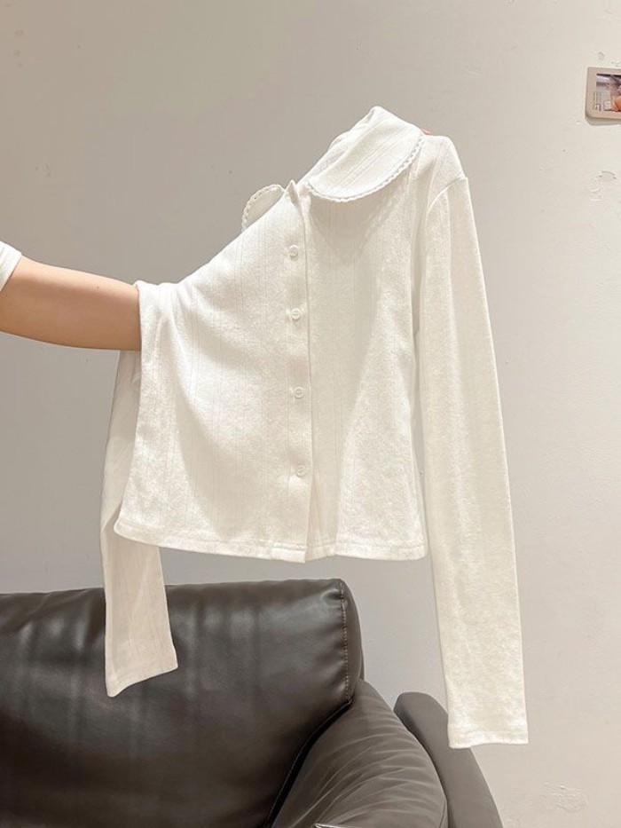 Áo Nữ Cổ Tròn Tay Dài Màu Trơn Cổ Điển, Tủ Đồ Thiết Yếu
