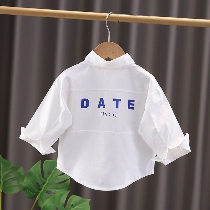 Bé Trai Nguyên Chất Cotton Áo Sơ Mi Trắng Đa Năng Mùa Xuân Mới Cho Bé Tươi Trẻ Em Áo Sơ Mi Dà
