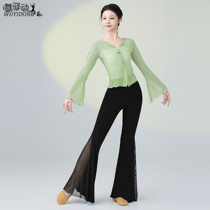 Quần áo tập múa cổ điển, thanh lịch và trang nhã, tập luyện cơ bản, nhảy hiện đại, quần ống loe siê