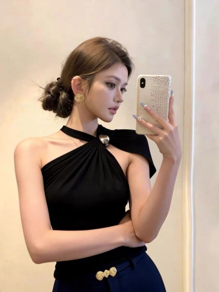 Áo trễ vai gợi cảm của Mỹ dành cho nữ mùa hè mới hot girl giảm béo khí chất áo ngắn tay đa nă