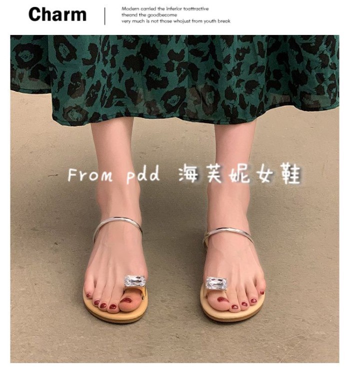 Người nổi tiếng trên mạng dép kim cương giả cho nữ mùa hè phong cách mới siêu hot cổ tích pho