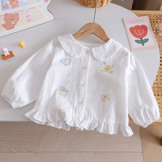 Bé Gái Hoạt Hình Hàn Quốc Áo Sơ Mi Mùa Thu Mới In Hình Dễ Thương Áo Sơ Mi Babydoll Bé Gái Thời T