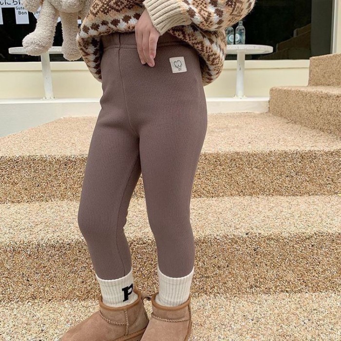 Quần legging lông cừu cho bé gái, quần dài một mảnh lông cừu dày cho bé mùa xuân thu, quần áo