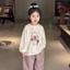 bé gái in hoạt hình áo thun cổ tròn cotton bé gái xuân thu mới phong cách Hàn Quốc áo thun dài t