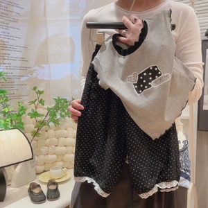 Áo vest mùa hè bé gái new baby phong cách Hàn Quốc viền nấm và phong cách chấm bi rừng