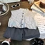 Bộ đồ trẻ em mùa hè phong cách mới áo vest + quần short nam nữ cùng kiểu dáng bông phồng nước