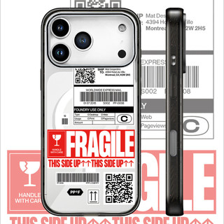 FRAGILE Nhãn Tiếng Anh Acrylic Không Dây Từ Tính Ốp Lưng Sạc Tương Thích Cho IPhone 16 PLUS 11 12 13 14 15 16 17 Pro Max Ốp Lưng 17Air Vỏ Cứng Chống Sốc Ốp Lưng Hộp