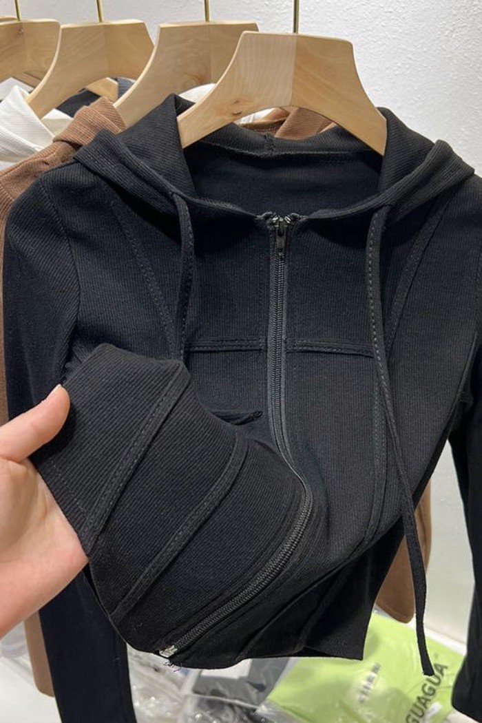 Áo khoác ngắn có mũ trùm đầu cho nữ mùa xuân hè Áo cardigan ngắn dáng ngắn mới dành cho nữ