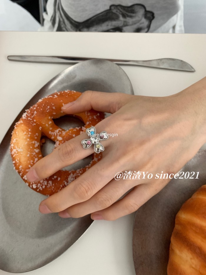 Have u desgin Niche Design Bow Ring Nữ ins Độc Đáo Đơn Giản Phù Hợp Với Chỉ Số Chữ Thập Nhẫn