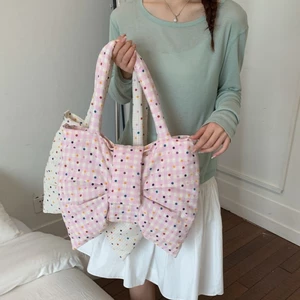 Túi tote thông thường thắt nơ chấm bi đa năng Túi tote đeo vai dung tích lớn kiểu dáng đẹp dà