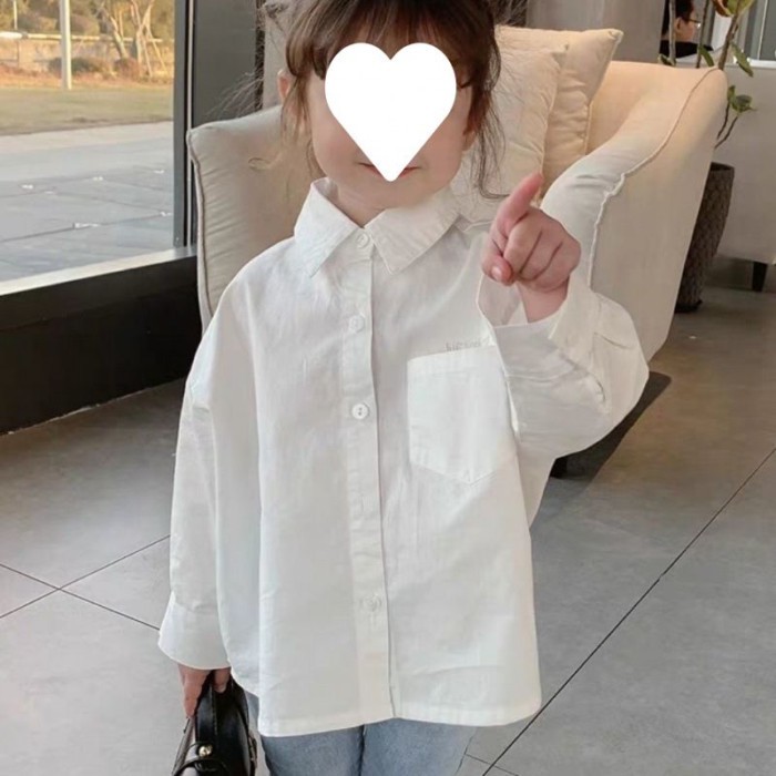 Nữ Quần Áo Mùa Xuân Mới Áo Sơ Mi Trắng Chữ Phong Cách Hàn Quốc Áo Sơ Mi Tay Dài Thời Trang Cho B