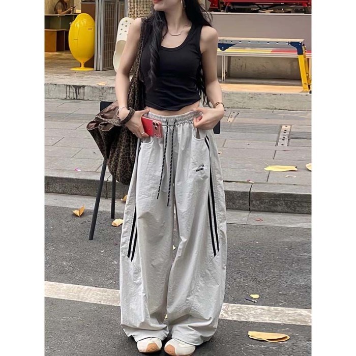 Quần yếm nữ nhanh khô màu xám mỏng mùa hè, quần legging thể thao cạp cao xếp nếp kiểu Mỹ, quầ