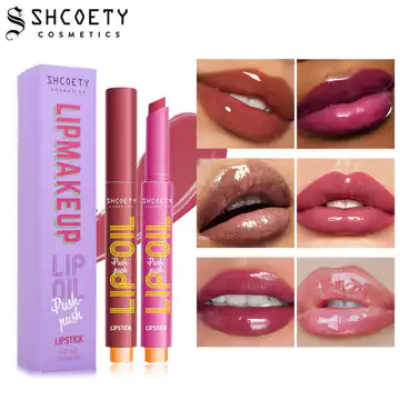 SHCOETY Son dạng thỏi trang điểm xuyên biên giới, lì, có gương, bóng ngọc trai, nhũ mịn, son môi nhiều màu