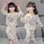 bộ đồ ngủ trẻ em dài tay mới mùa xuân thu mới siêu dễ thương in họa tiết ren công chúa quần áo m