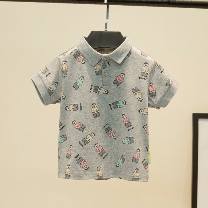 chất liệu cotton nguyên chất mùa hè mới phong cách hoạt hình trẻ em vừa và nhỏ đẹp trai áo thun