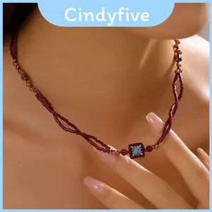 Vòng cổ đính cườm bằng gỗ nghệ thuật quyến rũ hình học cho thanh niên và người lớn mặc