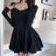 Xám Hot Girl Dài Tay Nữ Thu Đông Ren Ngọt Ngào Nhỏ Tính Khí Eo Váy Chữ A