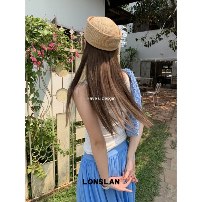 Have u desgin Thiết kế mùa xuân mùa hè tay Raffia Beret Phù hợp dễ thương