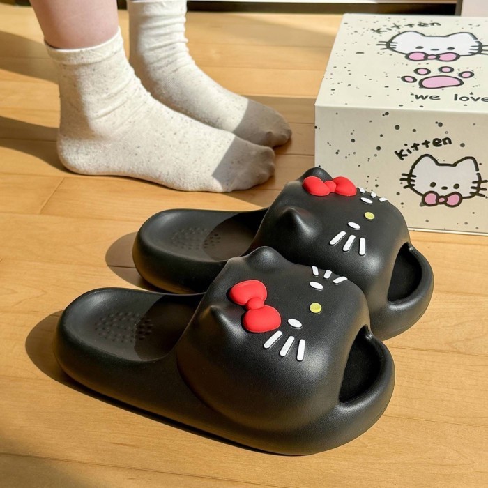 Dép mèo Kitty dành cho nữ sinh viên ở nhà dép đế mềm dành cho nữ mùa hè Dép mèo mặc bên ngoài