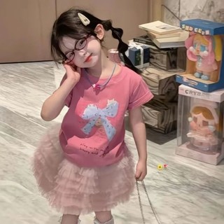 Áo thun cotton ngắn tay in hình mùa hè nguyên chất cho bé gái và trẻ em dễ thương và ngọt ngào