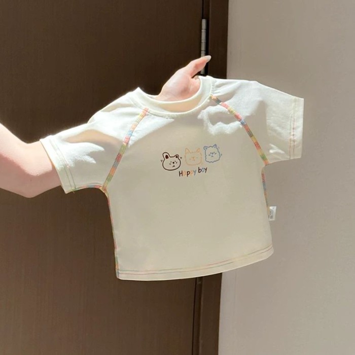 Bộ đồ phong cách vui nhộn mùa hè cho trẻ sơ sinh và trẻ nhỏ, set quần short ngắn tay cotton
