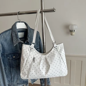 Túi tote chấm bi nữ tính, phong cách Hàn Quốc mới, sức chứa lớn, túi PU di động đi làm đa năn