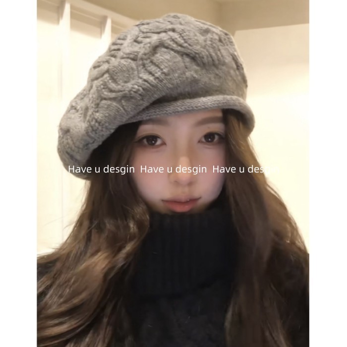 Mũ beret len màu trơn cho nữ, style Hàn Quốc, phù hợp mùa thu đông