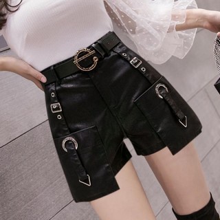 quần short da nữ phiên bản Hàn Quốc mặc ngoài thu đông quần short da PU cạp cao kiểu dáng thon g