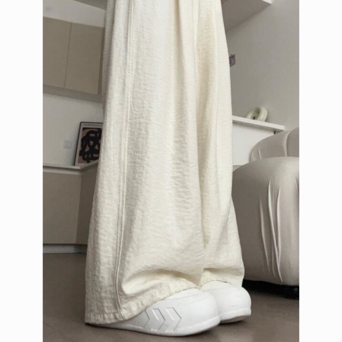 Màu Trắng Sữa Quần Yamamoto Nữ Quần Ống Rộng Rộng Mùa Xuân Hè Slim Drap Mỏng Cao Cấp Thẳng Qu