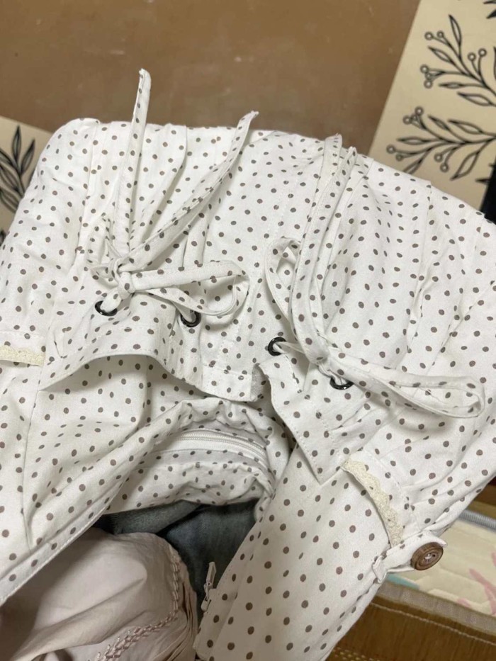 chấm bi túi vải đi lại mới dung tích lớn túi tote đa năng đeo vai nơ giản dị túi đeo chéo du