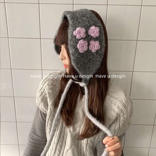 Móc Tai Ba Chiều Hoa Ren Thiết Kế Hàn Quốc, Handmade - Phù Hợp Cho Mùa Đông, Đi Xe Đạp Ngoài Trời Chống Lạnh