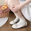 Giày siêu cổ tích nhẹ nhàng kèm váy, giày nữ Mary Jane màu bạc, giày đế bằng tăng chiều cao bên tro