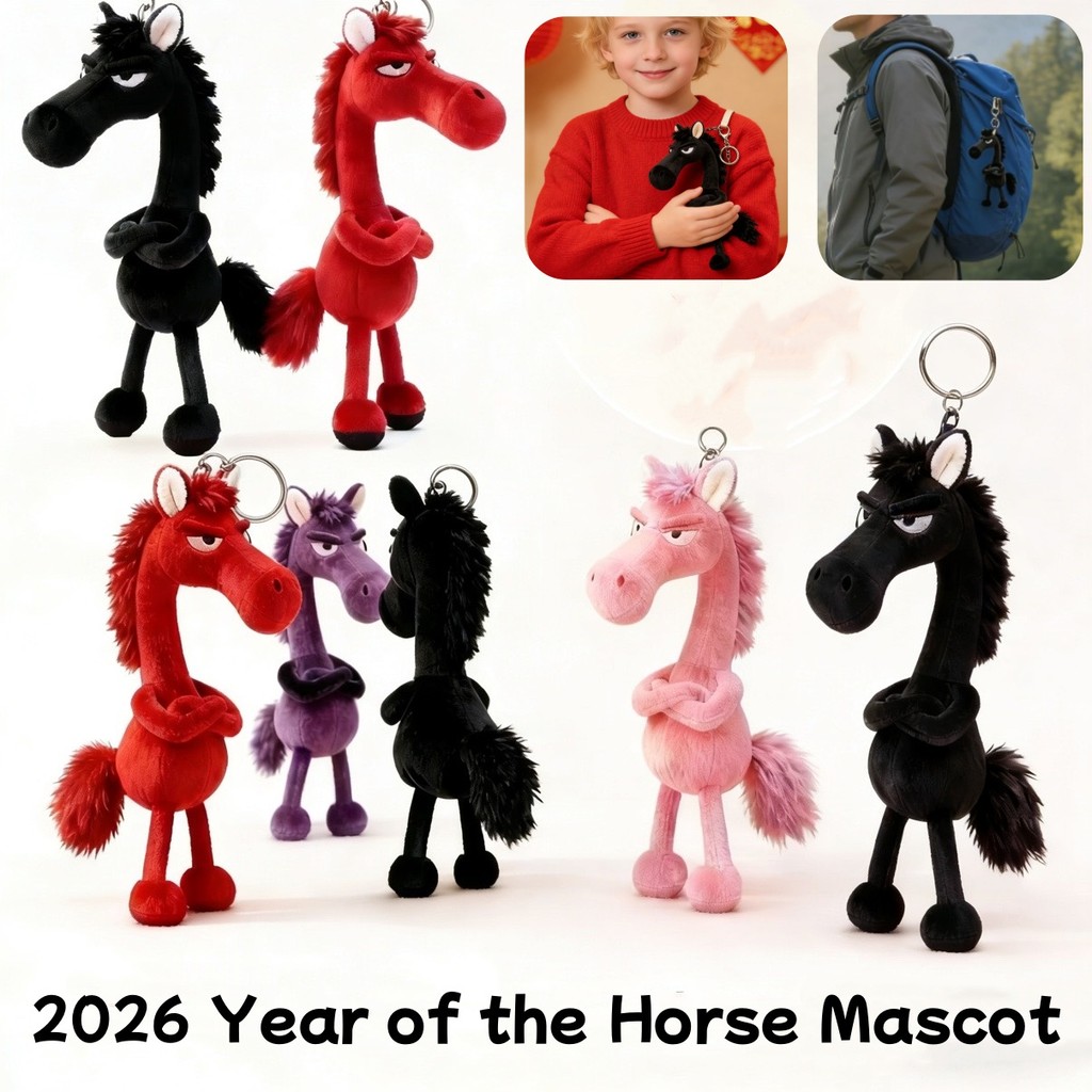 2 Chiếc Ngựa Sang Trọng Móc Khóa 2026 Năm Mới Đồ Chơi Sáng Tạo Pony Túi Charm Treo Trang Trí Cho Túi Xách / Ba Lô Ngày Lễ Quà Tặng