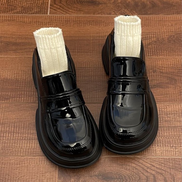Giày Loafer Nữ Xuân Thu Nhật Bản Đồng Phục Đa Năng Màu Nâu Retro Phong Cách Anh Quốc Giày Da