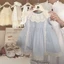 Bé Gái Mùa Hè Màu Xanh Phối Ren Cổ Búp Bê Bé Cotton Phong Cách Đầm Công Chúa Không Tay Bể