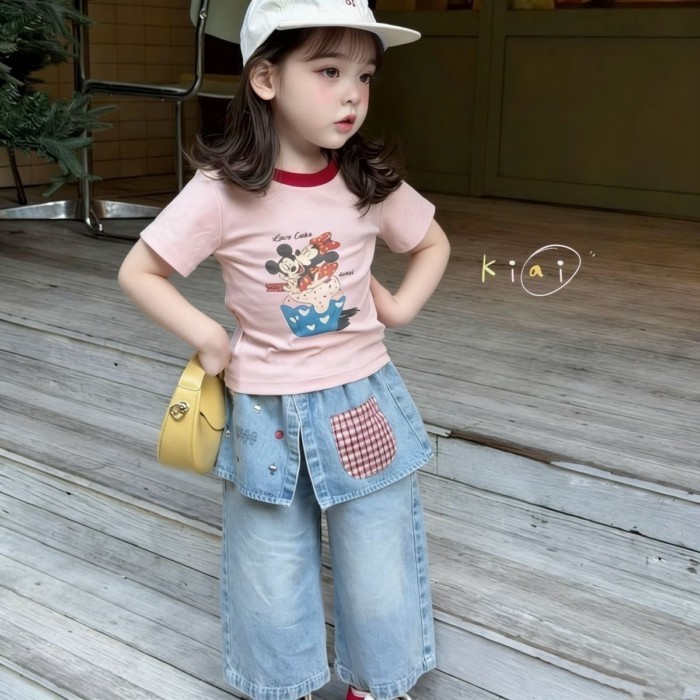 Áo thun ngắn tay mùa hè kiểu mới cho bé gái, áo dễ thương thời trang, in hình hoạt hình Hàn Q
