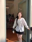PPHOME Áo sơ mi trắng dài tay ren ngọt ngào kiểu Pháp dành cho nữ mùa xuân sang trọng cổ búp bê cột